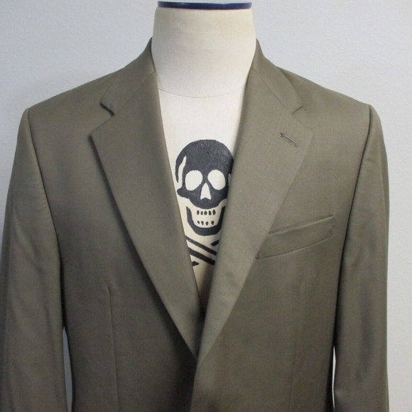 Polo Ralph Lauren Sport Coat Men Blazer 40L 100% Wool Beige Brown 2 Button - Picture 2 of 13